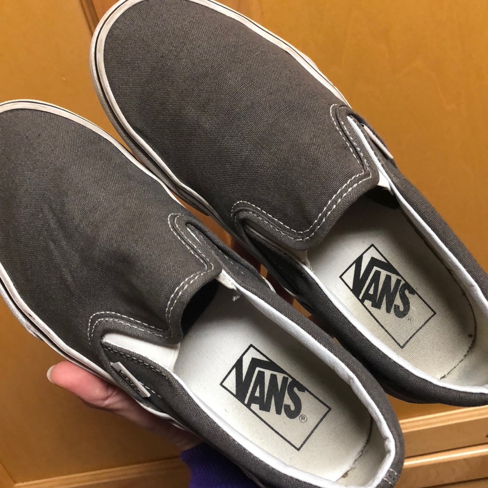 Gray slip on vans